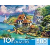 ПазлыTOPpuzzle 500 дет. Прибрежный домик ХТП500-6822, (Рыжий кот)