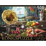 ПазлыKONIGSPUZZLE 500 дет. Натюрморт с граммофоном ХК500-6312, (Рыжий кот)