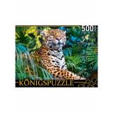 ПазлыKONIGSPUZZLE 500 дет. Леопард в джунглях ШТK500-3699, (Рыжий кот)