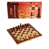Настольная Игра Шахматы, нарды, шашки (3в1, поле 24*12*3см, дерево, в коробке) AN02595, (Рыжий кот)