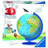 Пазлы3D 180 дет. Глобус. Детский мир (+аксессуары, пластик) 12338, (Ravensburger)