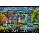 ПазлыKONIGSPUZZLE 500 дет. Ночной домик в горах ФК500-6628, (Рыжий кот)