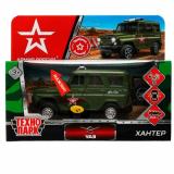 Модель Инерционная Технопарк UAZ HUNTER Армия России (12см, металл, свет, звук, открываются двери) HUNTER-12SLARR-GN, (Shantou City Daxiang Plastic Toy Products Co., Ltd)