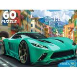 Пазлы 60 дет. Зеленый спортивный автомобиль Ф60-4529, (Рыжий кот)