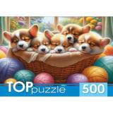 ПазлыTOPpuzzle 500 дет. Корги в корзине Ф500-8741, (Рыжий кот)