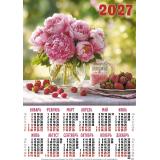 Календарь листовой 2027 А3 Пионы (лак) 3708, (Келинс, 2026), Л