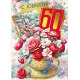 046106 С Юбилеем! 60 (открытка, гигант, текст, фольга, карман для денег), (МирПоздр)