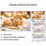 КалендарьКвартальный 2027 Кот (300*690, трехблочный, фольга, премиум) 10353, (Квадра)