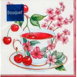 Салфетки бумажные Bouquet. Вишневый чай (33*33см, 3-слоя, 20шт.) 25290, (ООО 