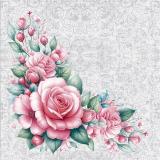 Салфетки бумажные Bouquet de Luxe. Дикая роза (24*24см, 3-слоя, 25шт.) 25670, (ООО 