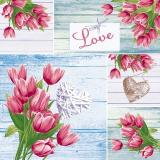 Салфетки бумажные Art Bouquet. Коллаж из тюльпанов (33*33см, 3-слоя, 20шт.) 37377, (ООО 