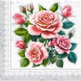 Салфетки бумажные Bouquet de Luxe. Розы в рамке. Серебро (24*24см, 3-слоя, 25шт.) 25566, (ООО 